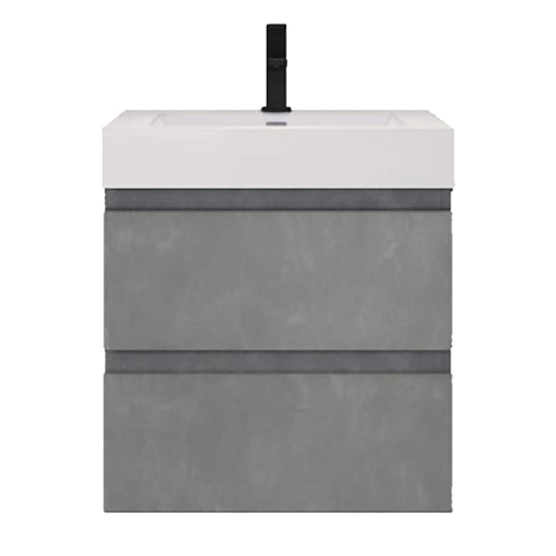 Baillie 24'' Wall-Mounted Vanity with Reinforced Acrylic Sink - 24''Width - Cement Gray