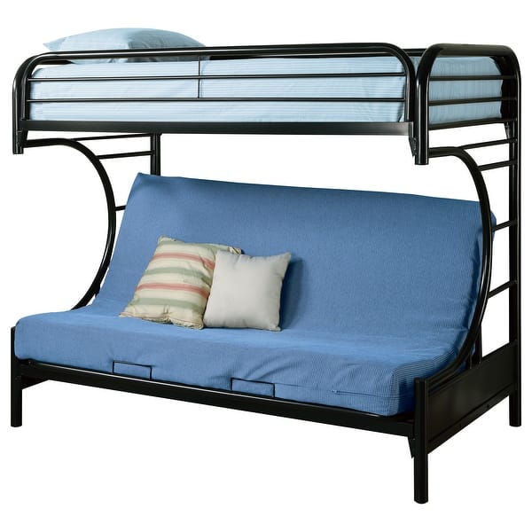 slide 2 of 3, Montgomery Black Metal Twin over Futon Bunk Bed Black