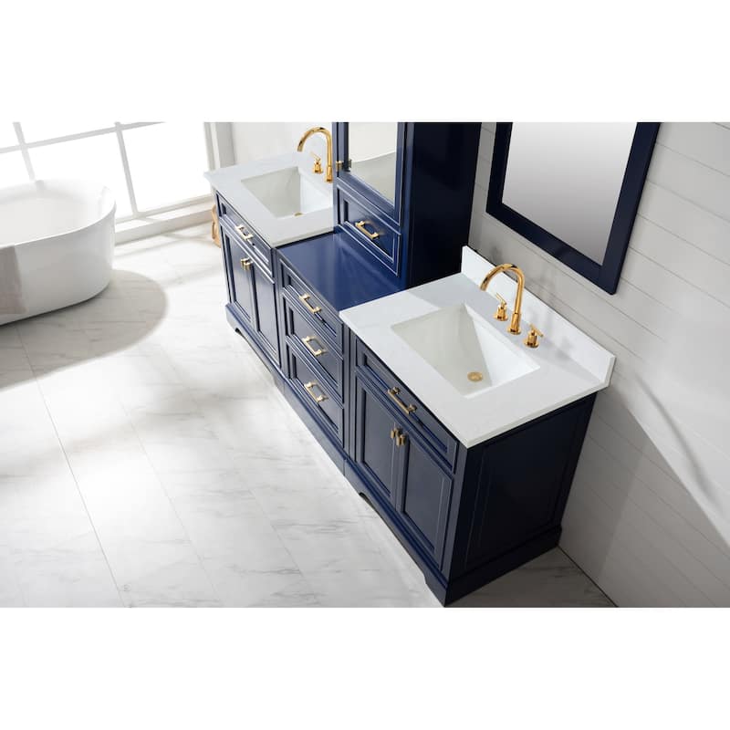 Milano 96" Double Sink Bathroom Vanity Modular Set in Blue