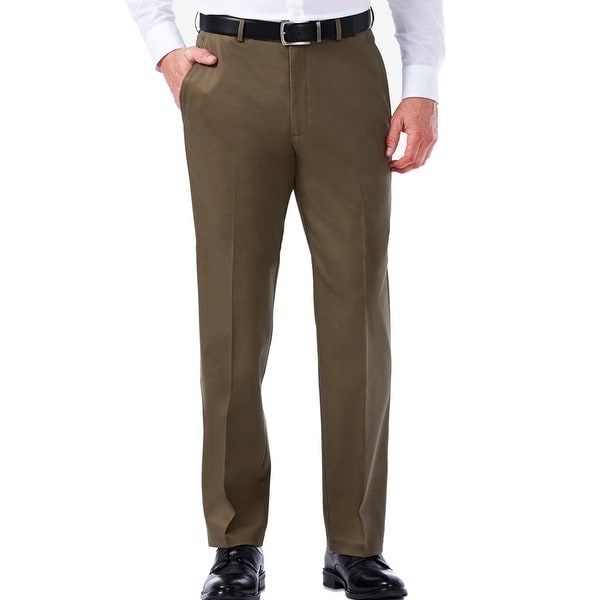 Haggar Mens Dress Pants Brown Size 38x34 Khakis Flat Front Stretch. Opens flyout.