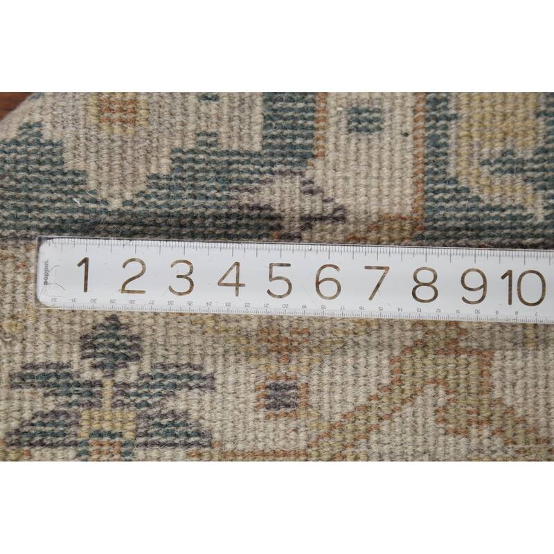 Handamde Green Oushak Oriental Runner Rug Hand-Knotted Wool Carpet - 2'7"x 9'8"