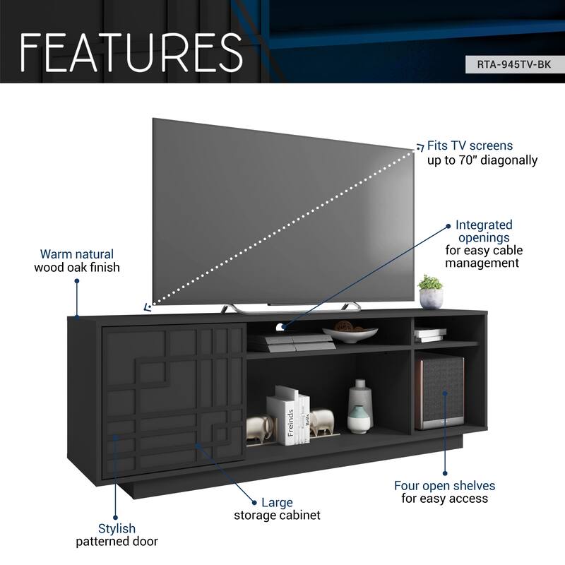 Techni Mobili Contemporary TV Stand for TVs Up to 70in, Oak
