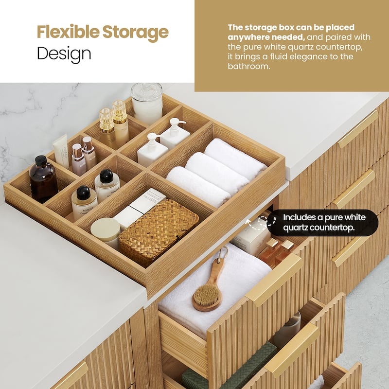 Santarem Double Vanity with Pure White Quartz Stone Top without Mirror