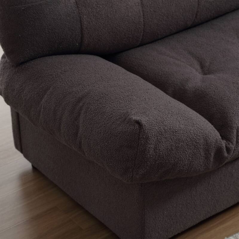Cloud Style Sofa, Teddy Velvet Fabric, Comfy Padded Cloud Couch for Living Room, Apartment