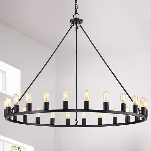 slide 2 of 73, The Gray Barn Liam 48-inch Round Wagon Wheel 24-light Chandelier