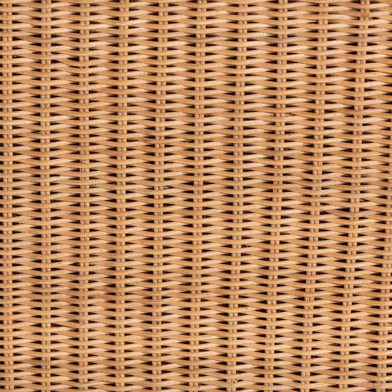 Palm Scalloped Rattan Coffee Table - Handwoven Wicker Rectangle Accent Table for Living Room, Patio or Sunroom