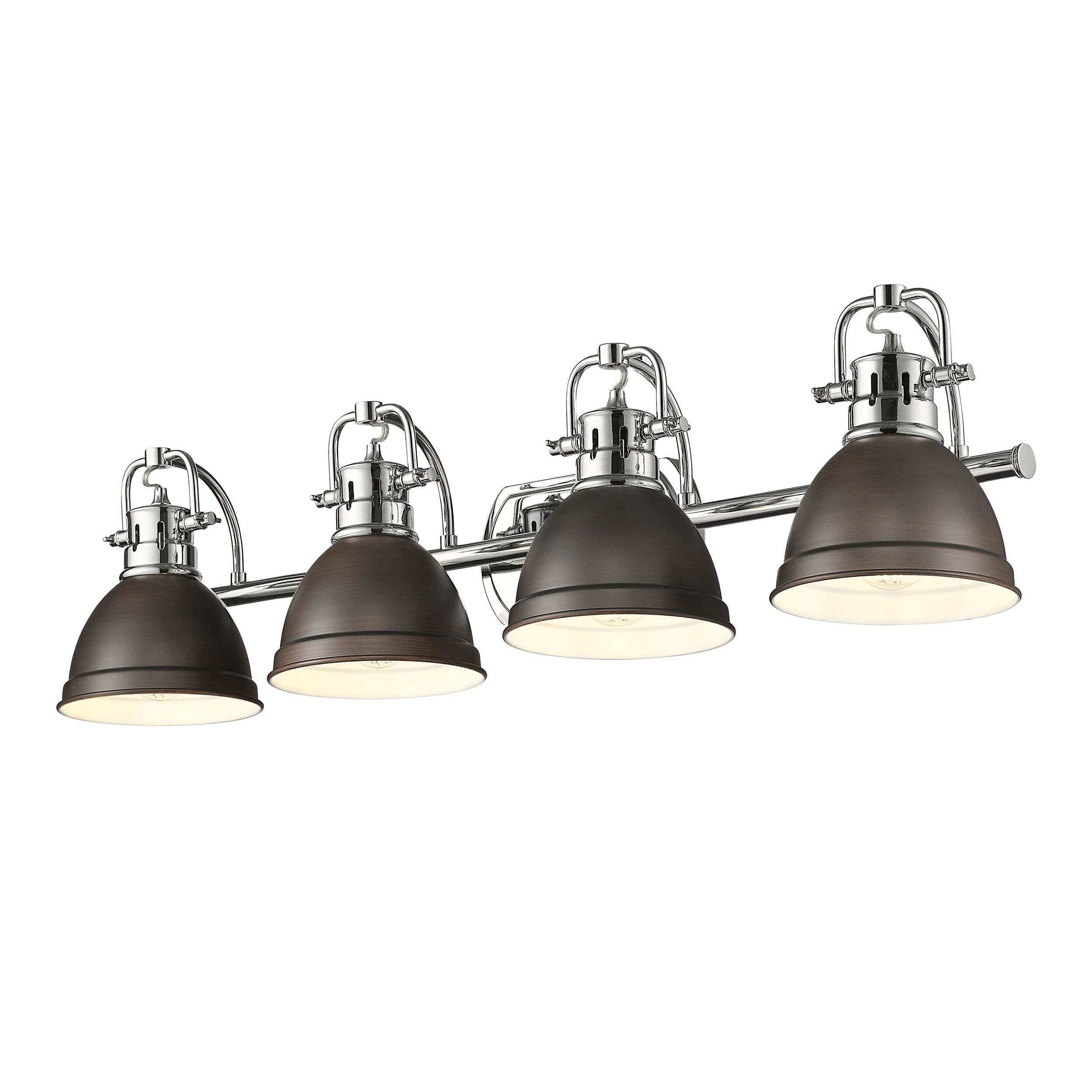 Golden Lighting Duncan 4-Light Vanity Light - Chrome - Rubbed Bronze Shade