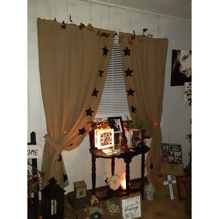 Farmhouse Curtains VHC Burlap Natural Stars Panel Pair Rod Pocket ...