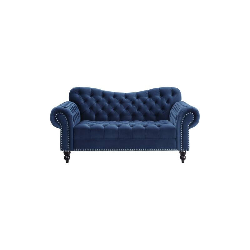 Emilio Blue Velvet Tufted Living Room Set