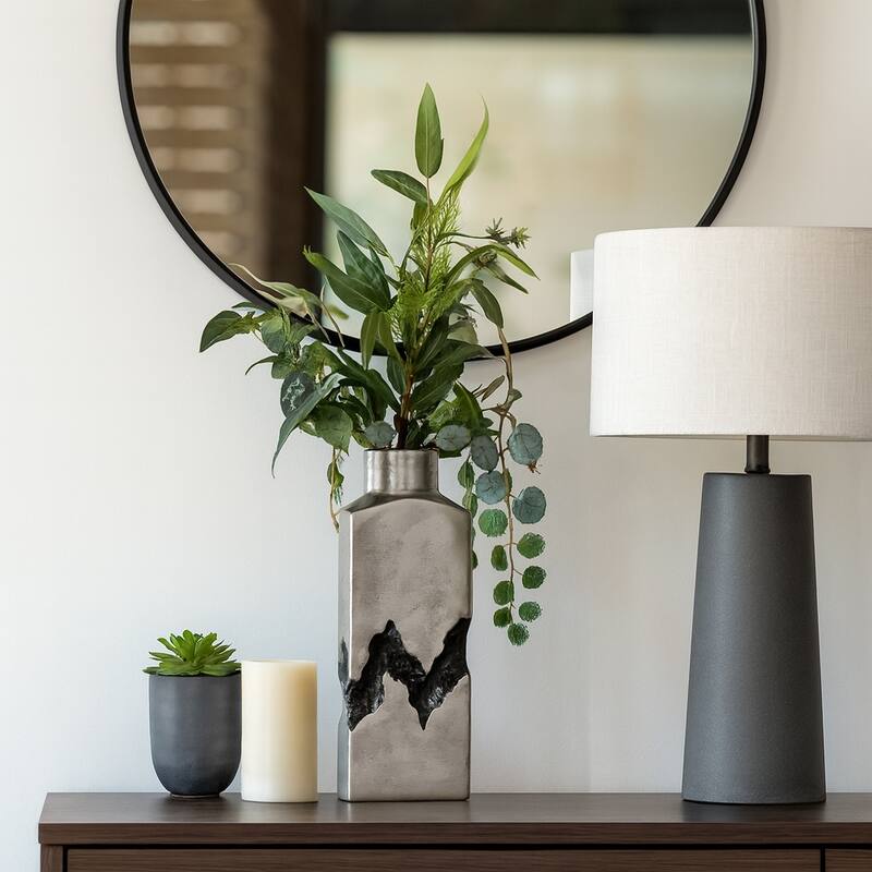 Artistic Table Vase with Fractured Finish for Home Decor