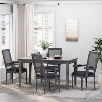 Maria Wood and Cane Upholstered Dining Chair by Christopher Knight Home - 23.75" L x 23.75" W x 39.75" H