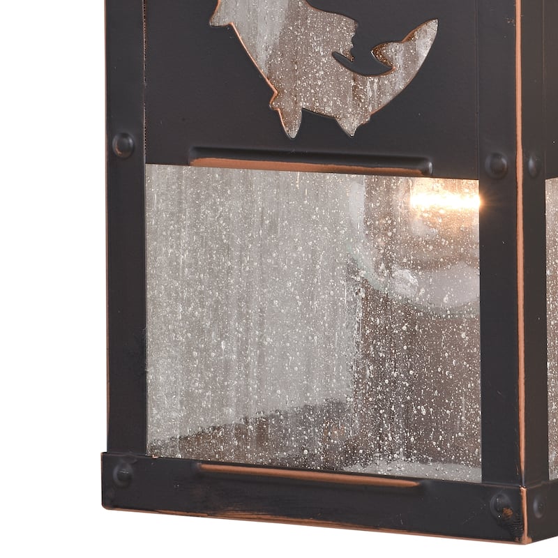 Missoula 1 Light Bronze Rustic Fish Outdoor Wall Lantern - 5-in W x 13-in H x 6-in D
