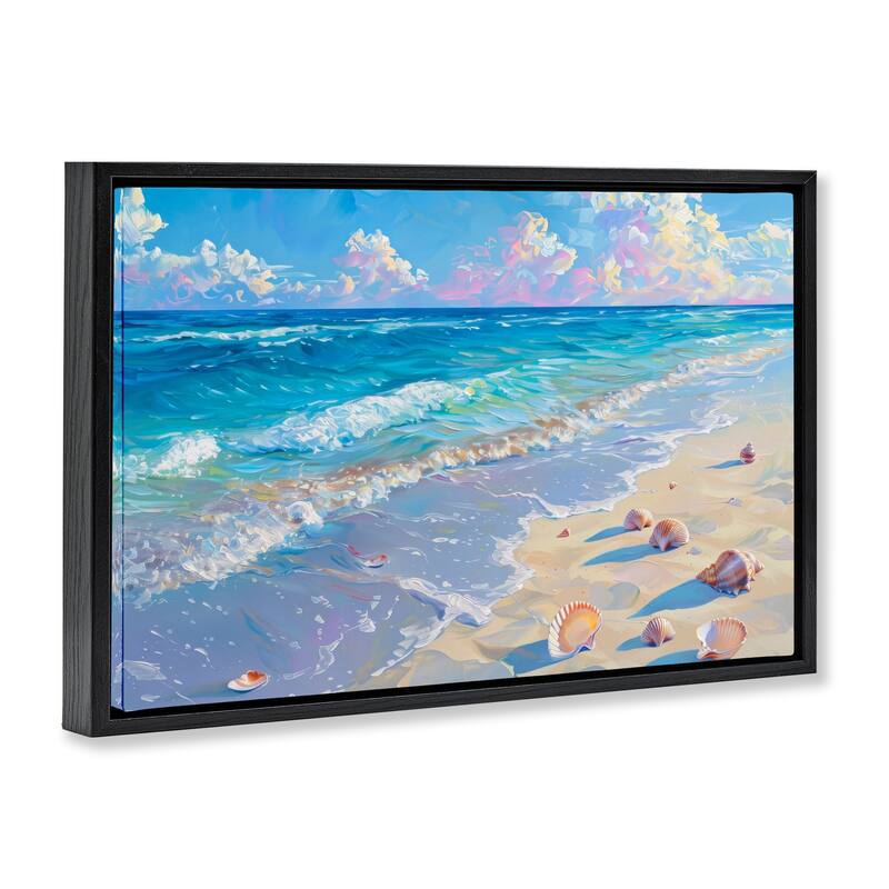 Stupell Seashells Along Sea Shore Framed Floater Canvas Wall Art Design By LSR Design Studio