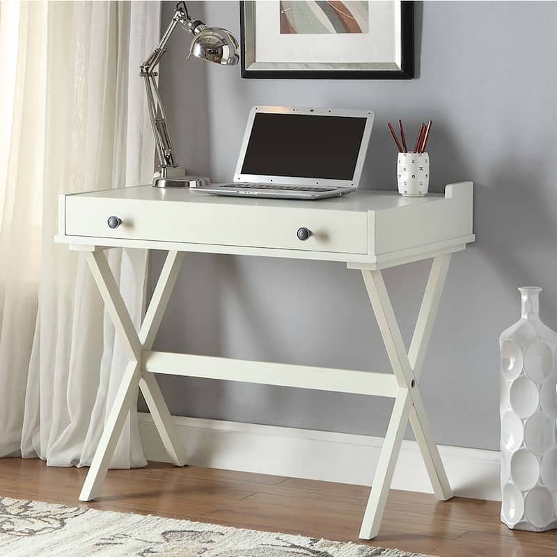 Carolina Living Elise Flip Top Cork Board Desk - Antique White - Antique White, Silver