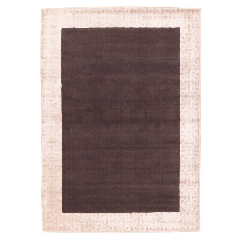ECARPETGALLERY Hand Loomed Loreto Dark Brown Viscose, Wool Rug - 5'3 x 7'7