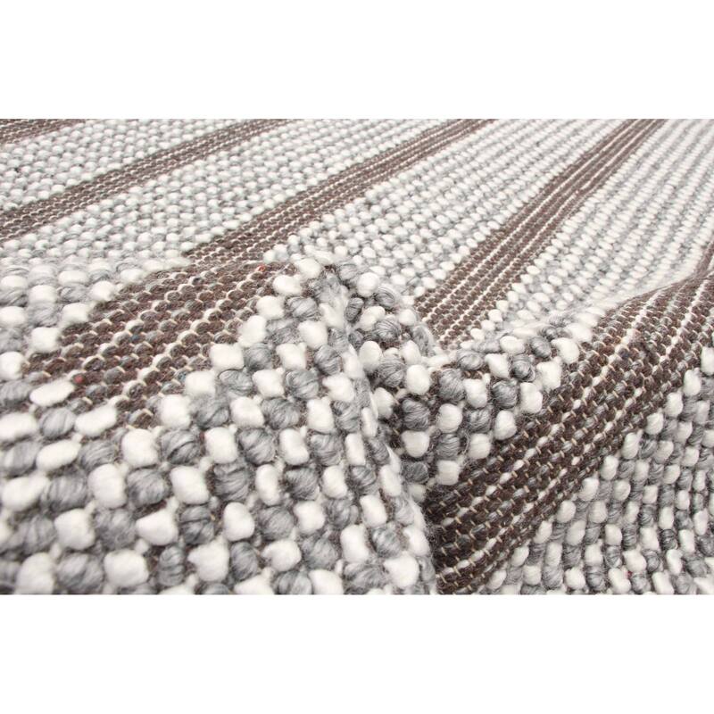 ECARPETGALLERY Braid weave Sienna Grey Wool Rug - 5'0 x 8'1