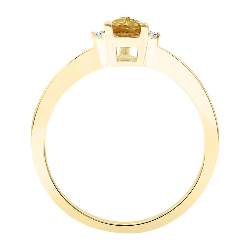 Women's Pear Shaped Citrine and Diamond Classic Band in 10K Yellow Gold