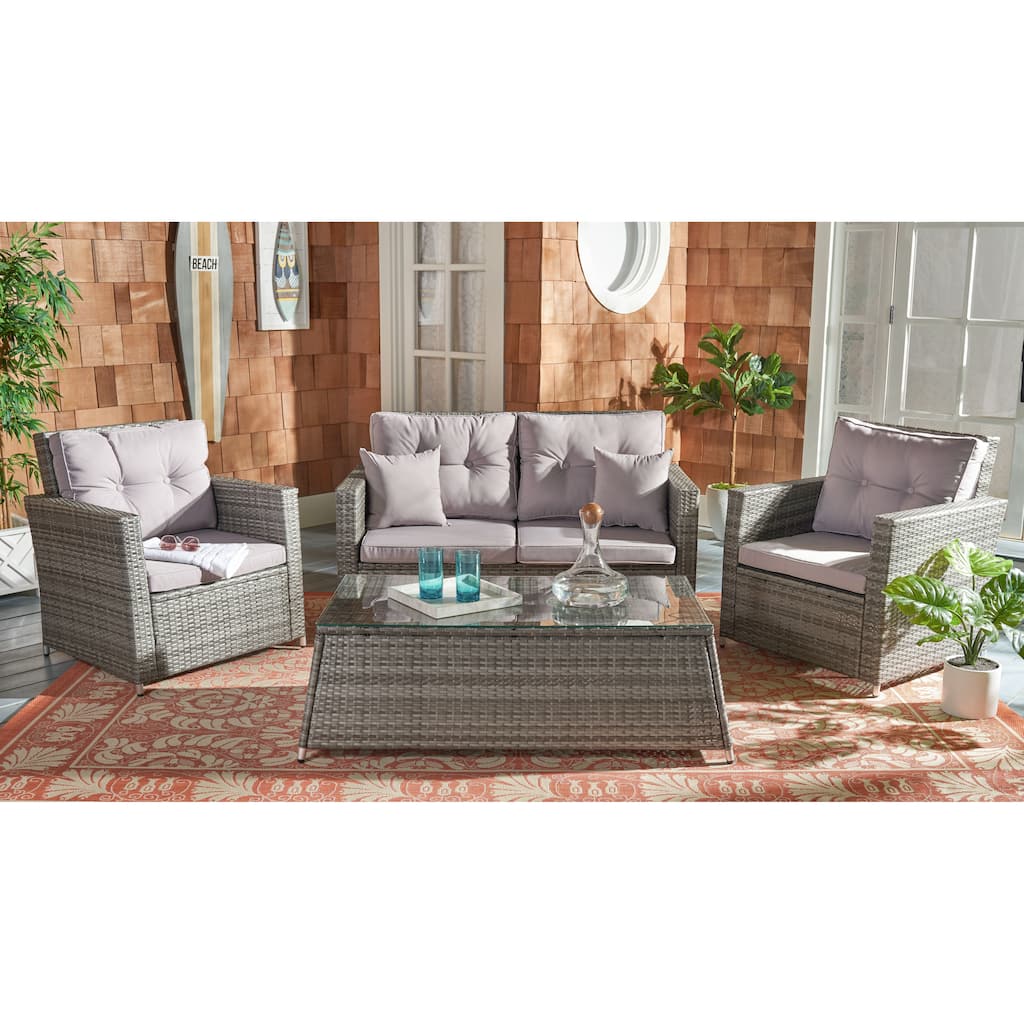 SAFAVIEH Outdoor Living Lorma 4-Piece Patio Set - 55"W x 32"D x 33"H