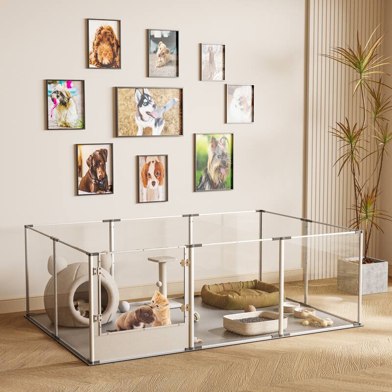 Acrylic Dog Playpen Fence Exercise Play Pen for Cats, Puppies, Rabbits