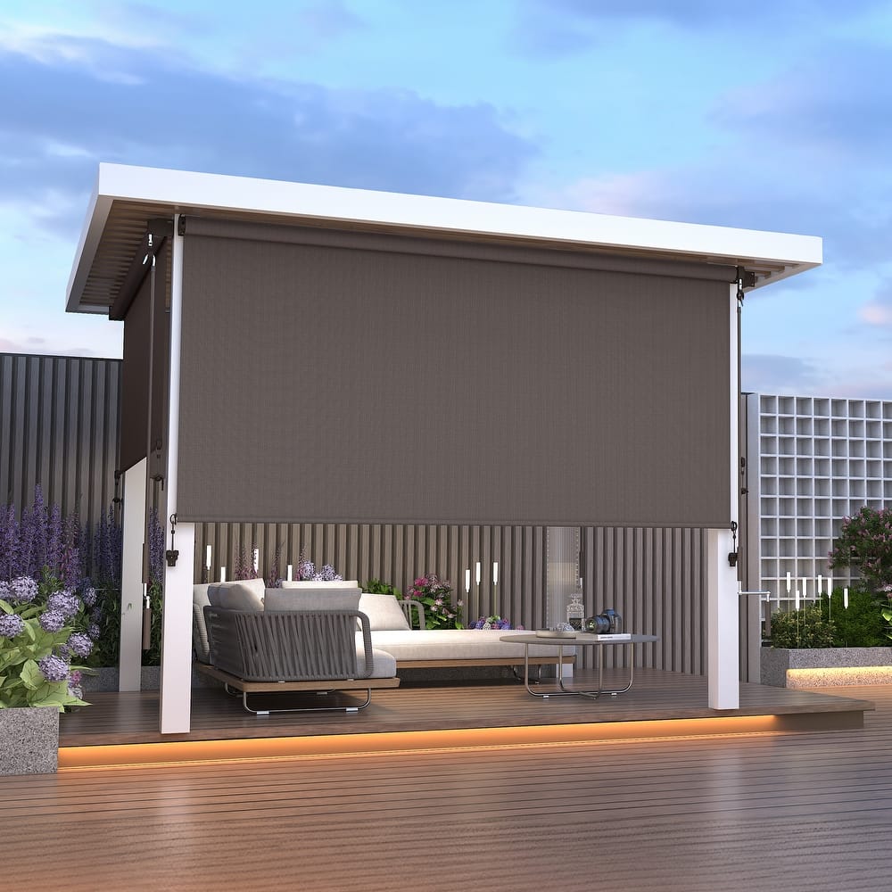 10' x 8' Outdoor Roller Shades with Pull Rod Operation