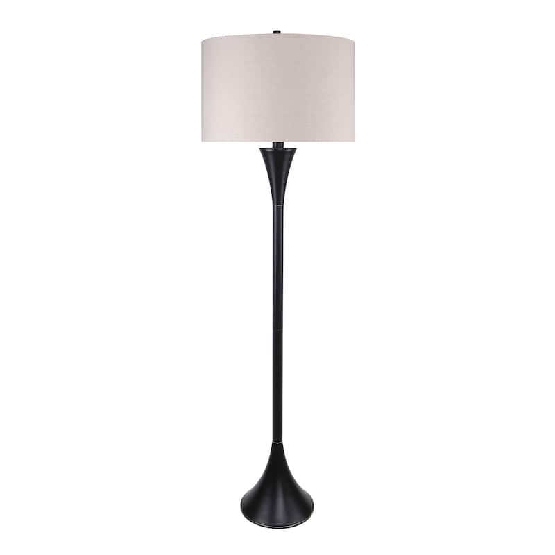 Porch & Den Bakkom 65" Metal Floor Lamp - Oil Rubbed Bronze/Natural Linen