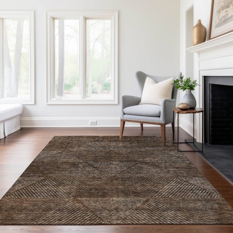 Machine Washable Indoor/ Outdoor Chantille Contemporary Prism Rug
