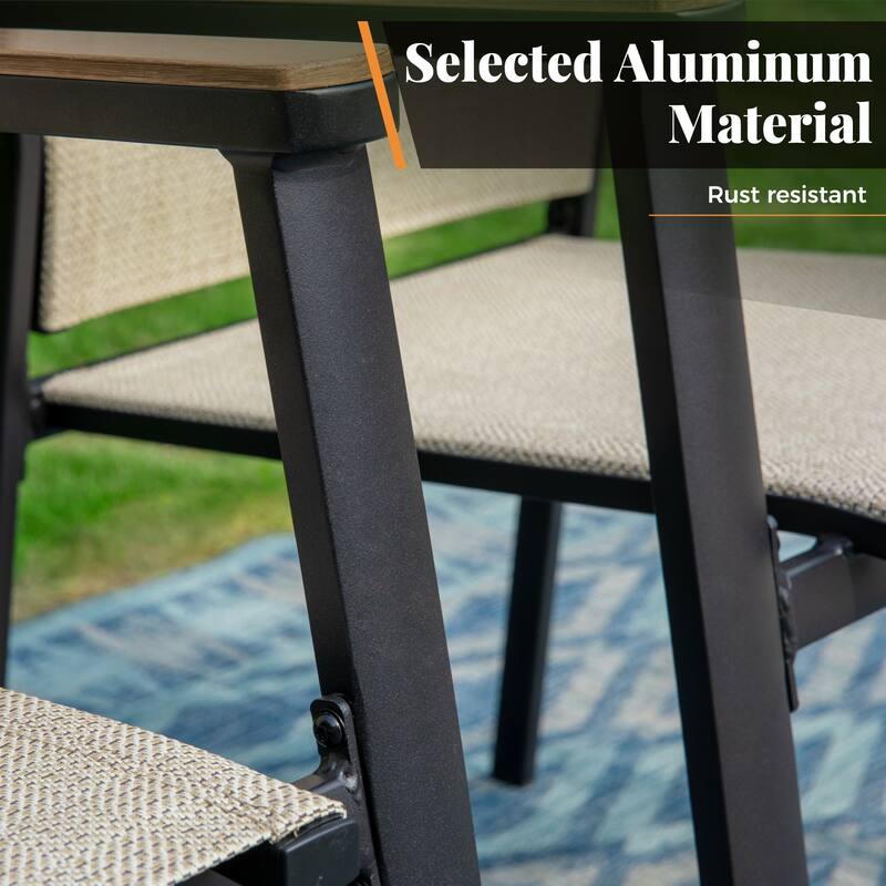 MAISON ARTS 7 Pieces Dining Set, 6 Aluminium Stackable Dining Chairs and a Metal Table