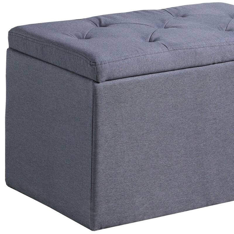 HomeRoots 17" Dark Gray Linen Tufted Storage Ottoman