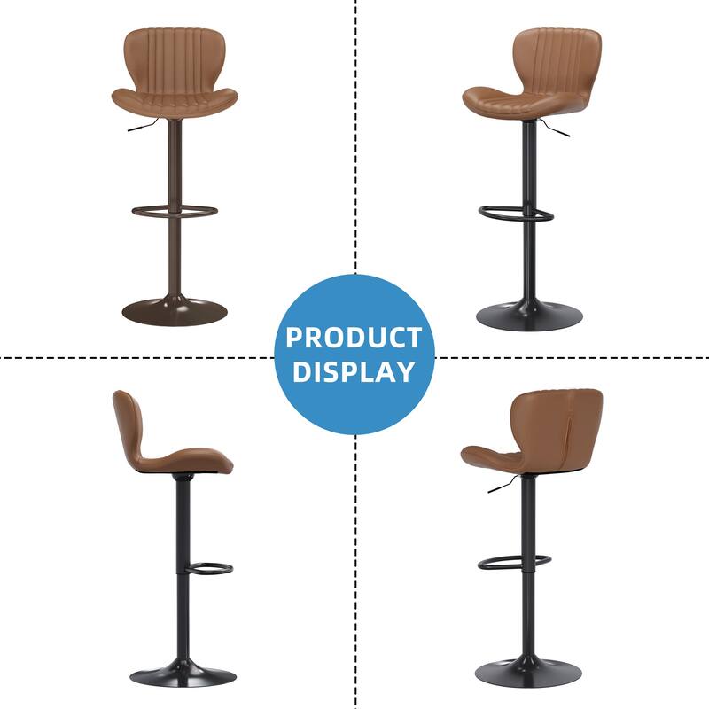 Scallop Swivel Bar Stool Set with Height-adjustable Seat - N/A