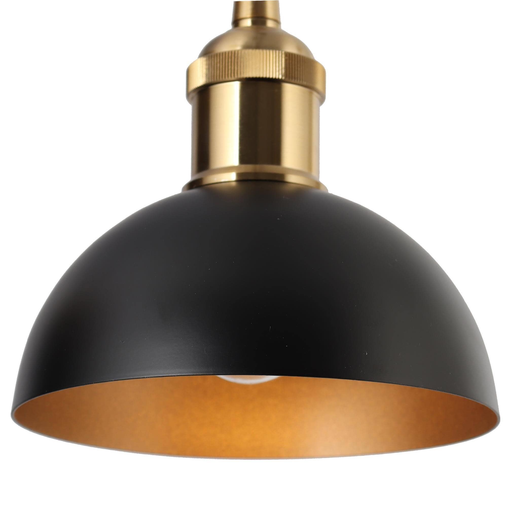 Modern Industrial 1 Light Dome Black Gold Metal Pendant Light for Kitchen Island 6 D x 6 H