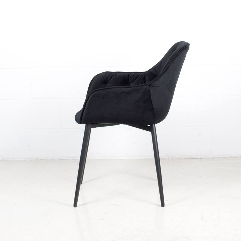 (Set of 2) Marcela Scandinavian Tufted Velvet & Metal Accent Arm Chair