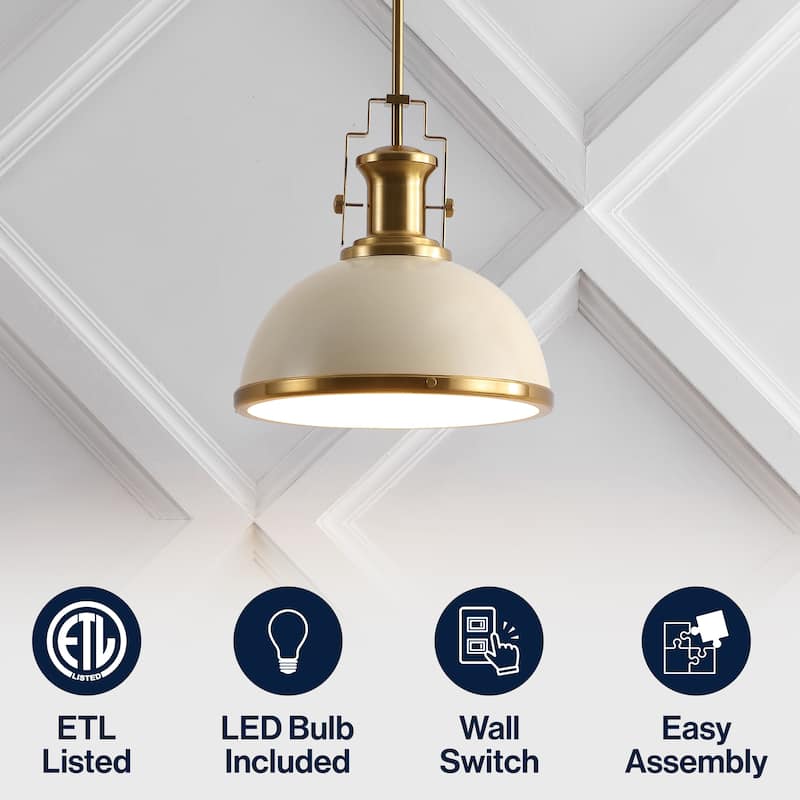 Deere Adjustable Iron/Glass Vintage LED Dome Pendant, by JONATHAN Y