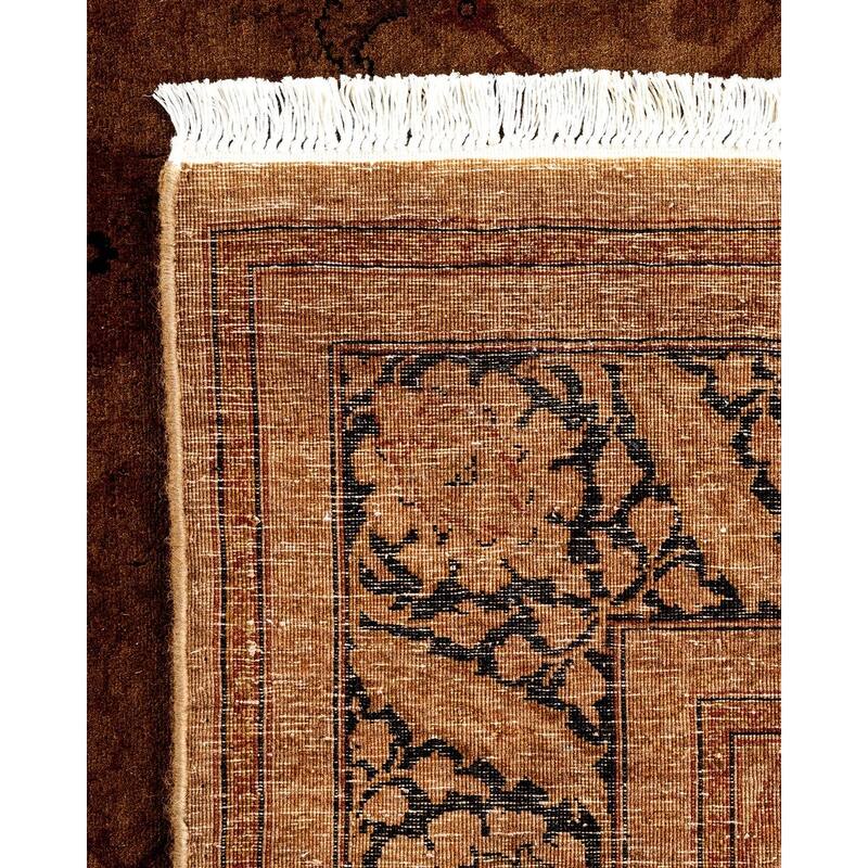 Overton Hand Knotted Wool Vintage Inspired Modern Contemporary Overdyed Brown Square Area Rug - 4' 8" x 4' 10"