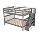 preview thumbnail 5 of 38, Stairway Design Full-Over-Full Bunk Bed with Storage and Guard Rail for Bedroom,Dorm