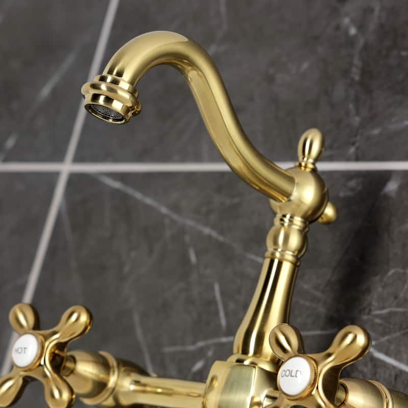 Heritage Two-Handle 2-Hole Wall Mount Bridge Kitchen Faucet