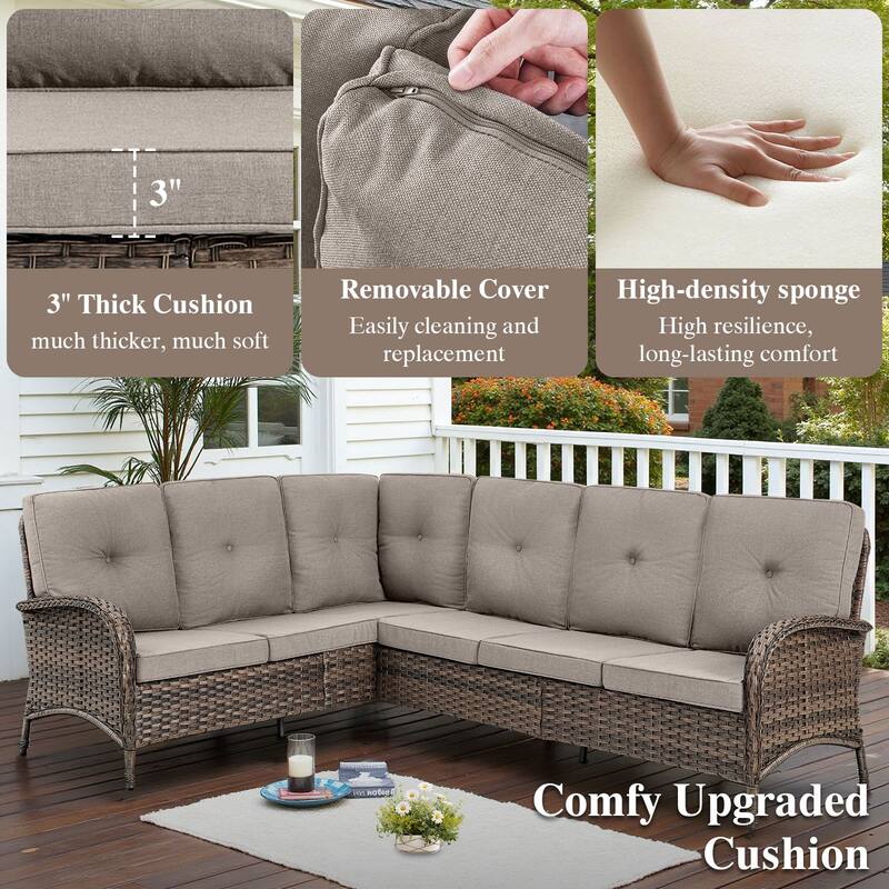 Patio Sectional Sofa Chairs with Rocking Chairs Set