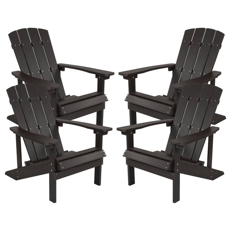 All-weather Poly Resin Wood Outdoor Adirondack Chair (Set of 4) - Slate Gray