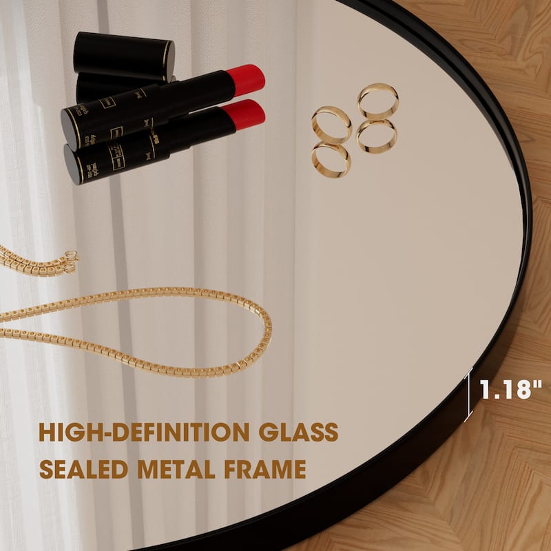 Modern Round Metal Frame Wall Mirror for Bathroom Vanity