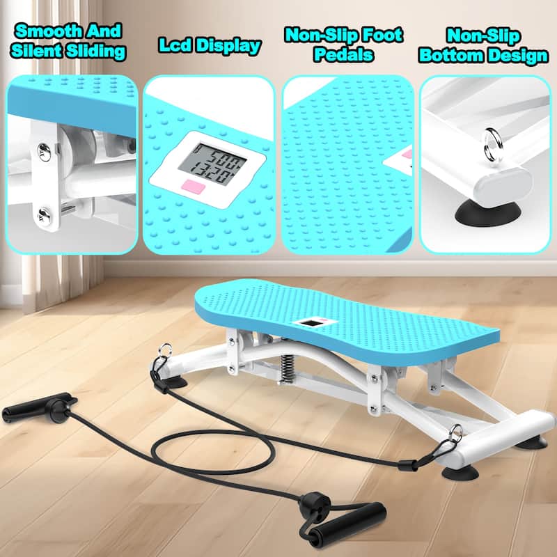 Sliding Ski Simulator with Resistance Bands, Indoor Skiing Fitness Equipment for Home Gym, With Resistance Bands & Non-Slip Base