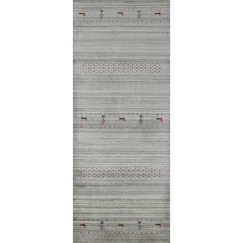 Gabbeh Indian Runner Rug Handmade Tribal Wool Carpet - 2'6" x 8'0"