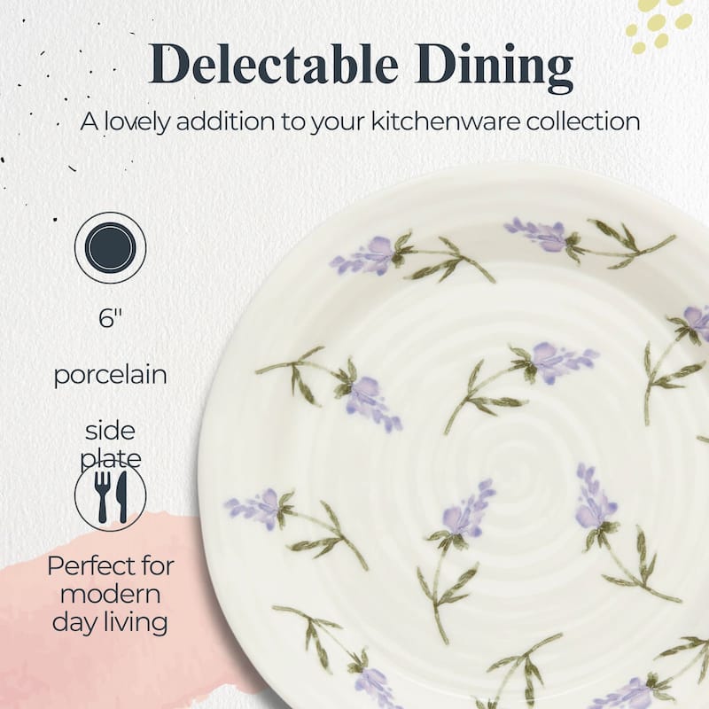 Portmeirion Sophie Conran Set of 4 Lavandula Side Plate - 6 Inch
