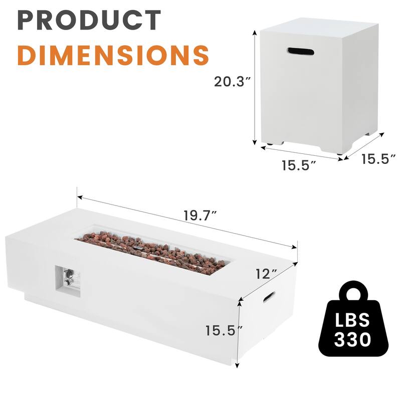 50,000 BTU 30" Outdoor White Round Propane Fire Pit Table and Set