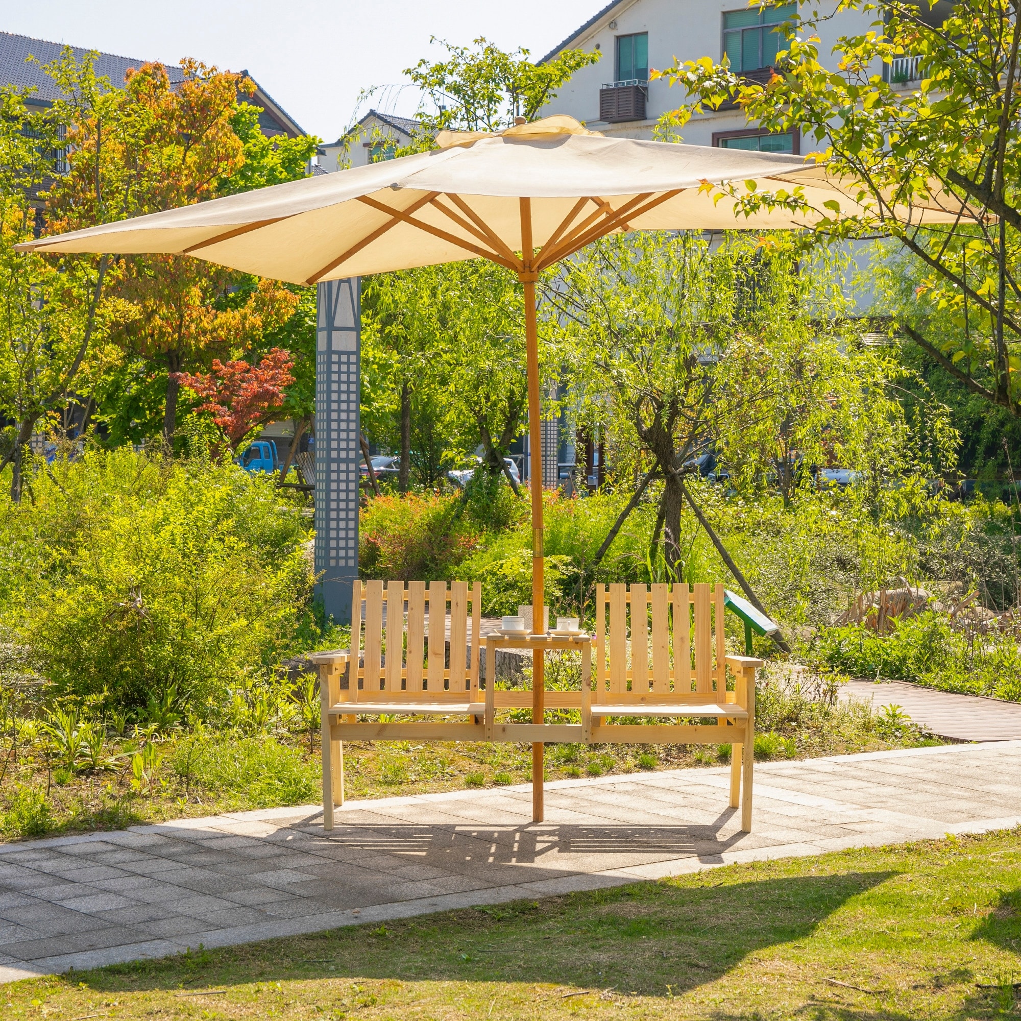 Outdoor double chair with table sales