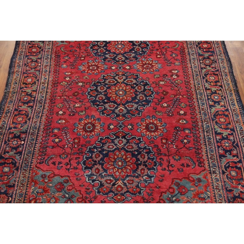 Pre-1900 Antique Vegetable Dye Sarouk Farahan Persian Wool Carpet - 5'0"x 6'2"