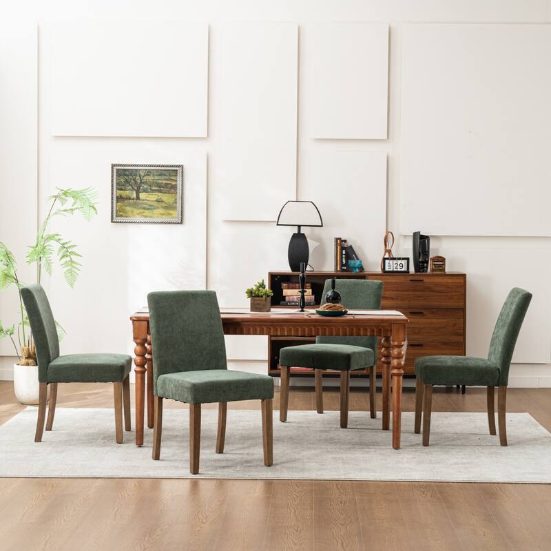 Upholstered Modern Dining Chairs, Linen Fabric Side Chairs Set of 2