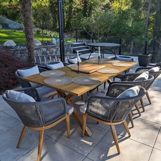 PURPLE LEAF Outdoor Dining Set for Garden Deck Wicker Table and Chairs Set-11 Piece