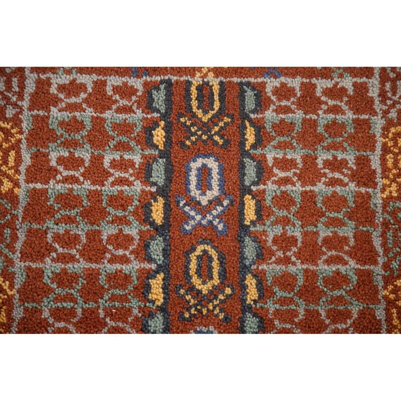 Orange Khotan Runner Rug Hand-Knotted Wool Carpet - 2'6"x 8'0"