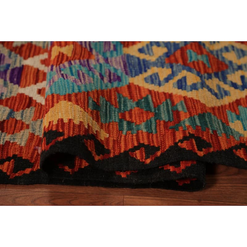 Kilim Oriental Area Rug Flatweave Wool Carpet - 8'2"x 9'4"