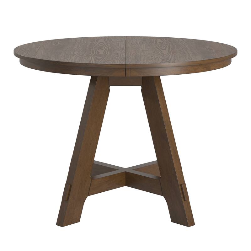 Harstad 42"-60" Wood Finish Extendable Round Dining Set with Curved Back Chairs by iNSPIRE Q Modern