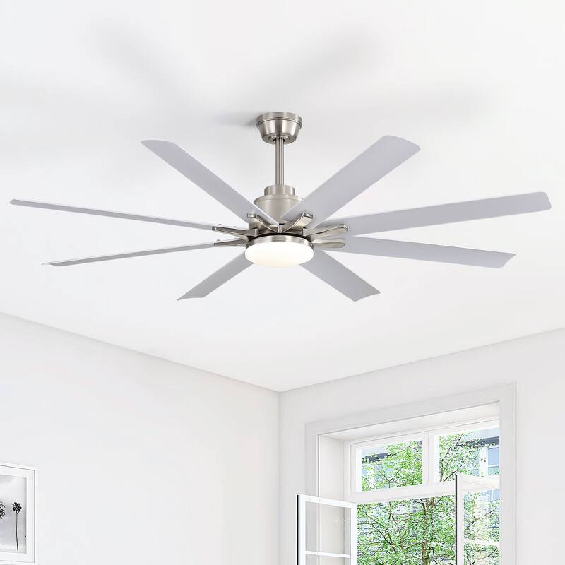 52/66/72/84 Inch Smart Ceiling Fan with Light ,Wall Switch, APP Control,Dimmable LED,8 Blades
